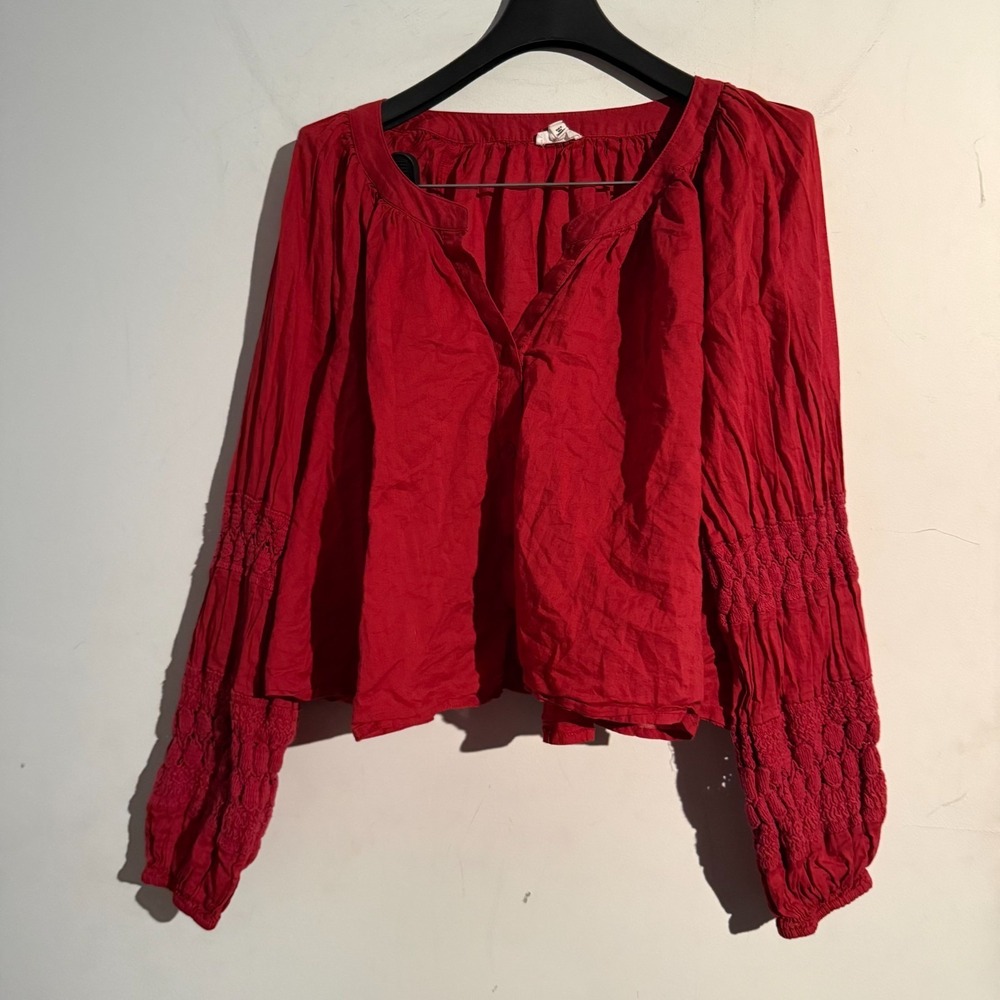 Aerie Small Blouse Button Boho Oversized Cottagecore Crochet‎ Accent